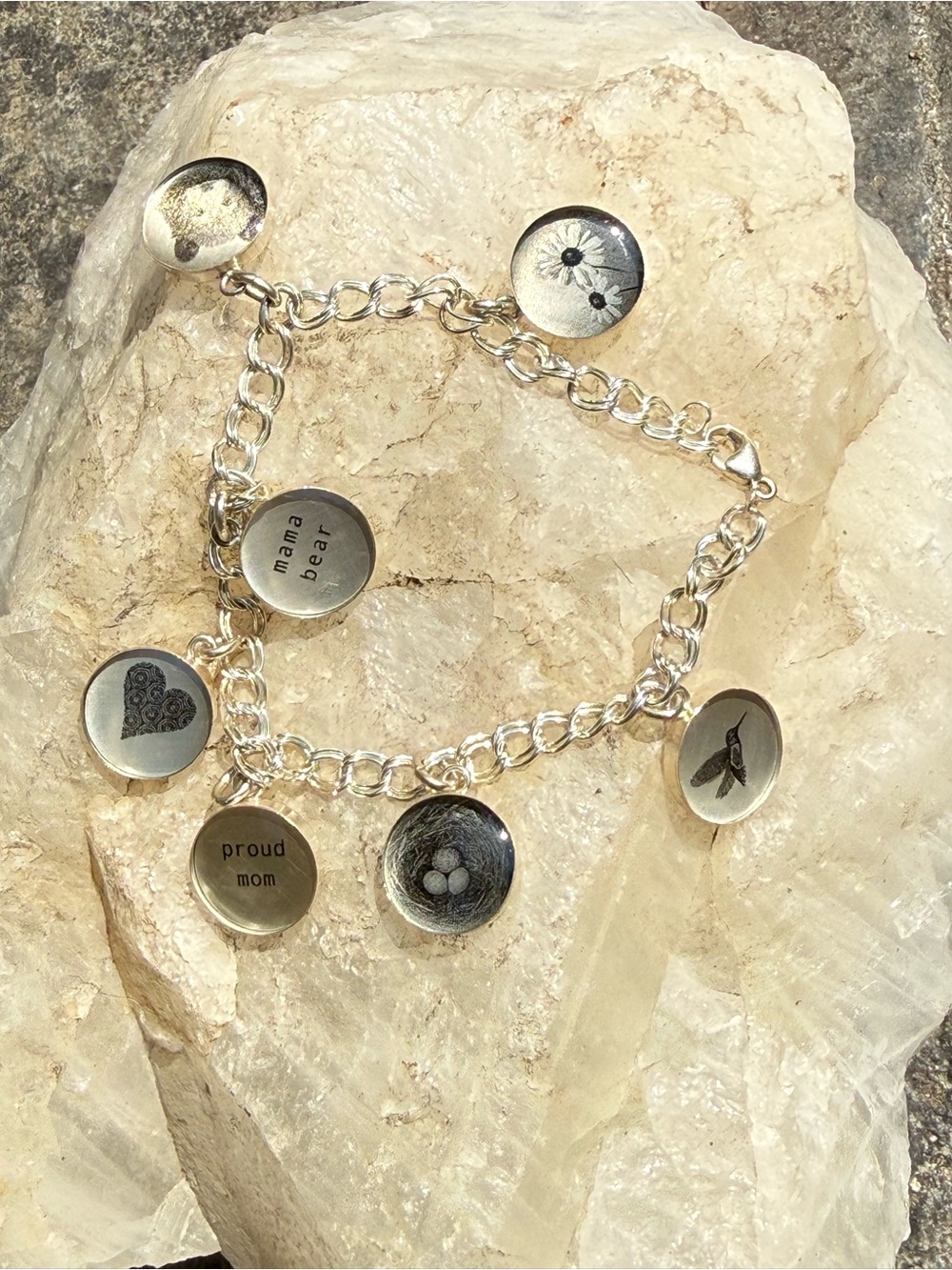 Silver Charm mama bear Bracelet Like New